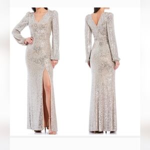 Elegant Silver Evening Gown